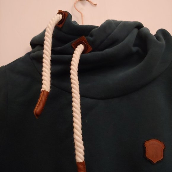 Naketano Brave New World Thick Teal Coastal Cowl Neck Pullover Hoodie Medium - Picture 8 of 14